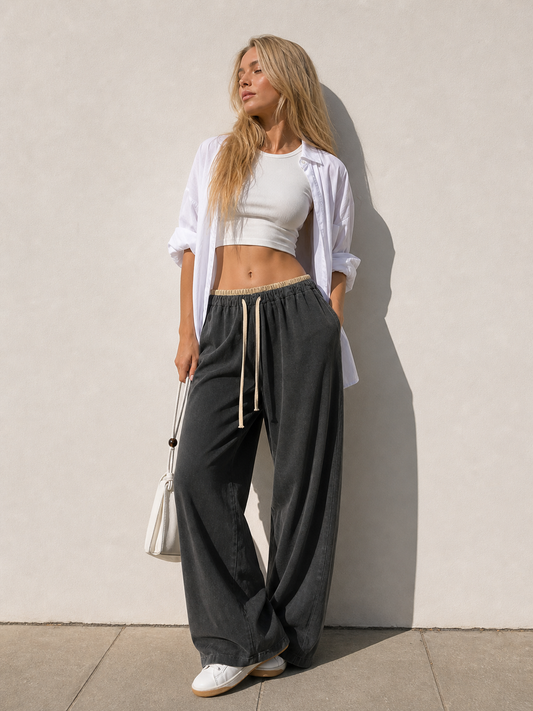 Wide-Leg Linen Trousers