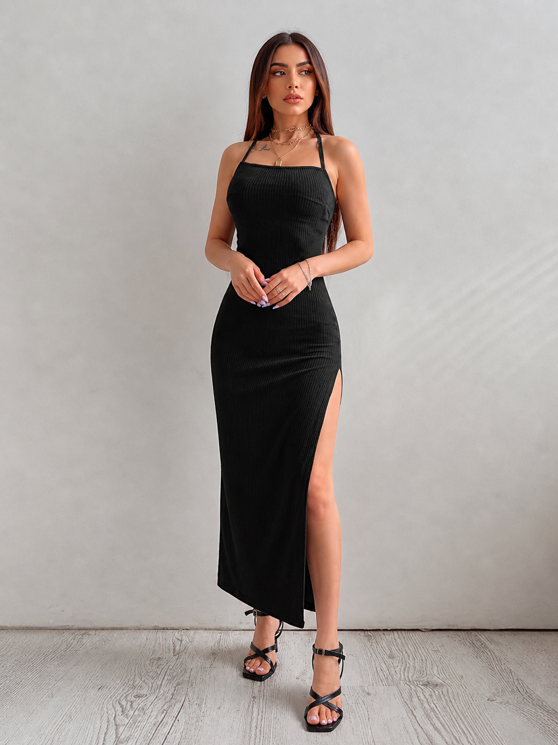 Halter Bodycon Maxi Dress